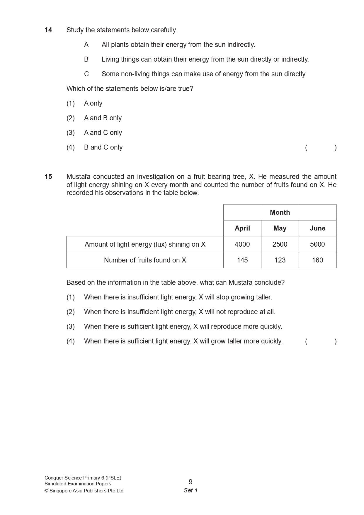 Conquer Science Primary 6 PSLE Simulated Examination Papers