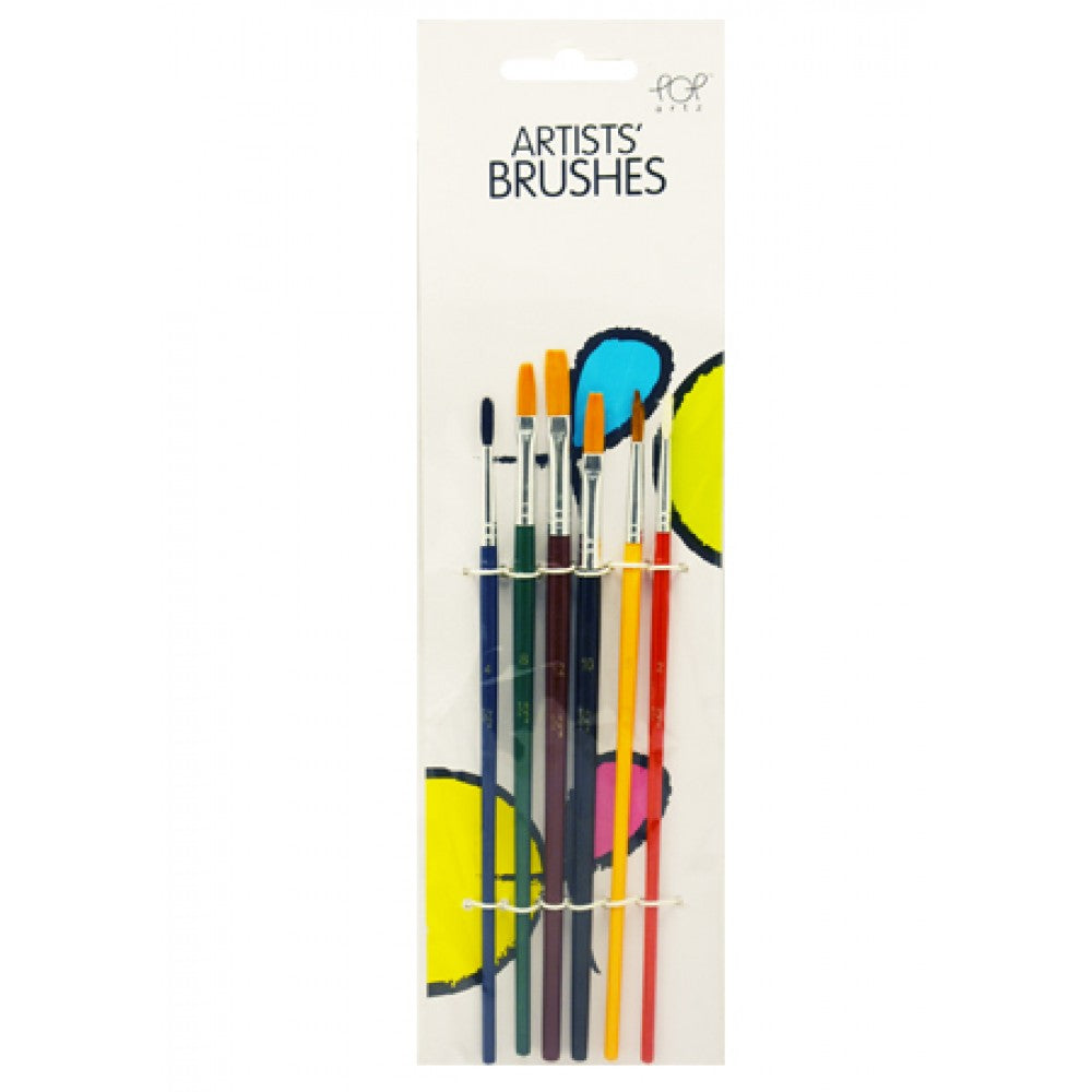 POP Artz Bristle Brush Set 6's