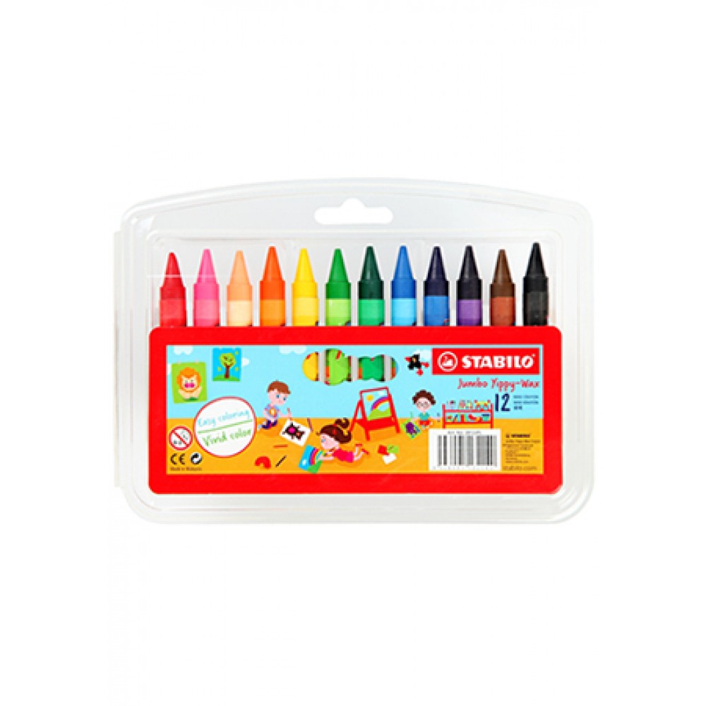 STABILO JUMBO YIPPY-WAX CRAYON - 12 COLOURS