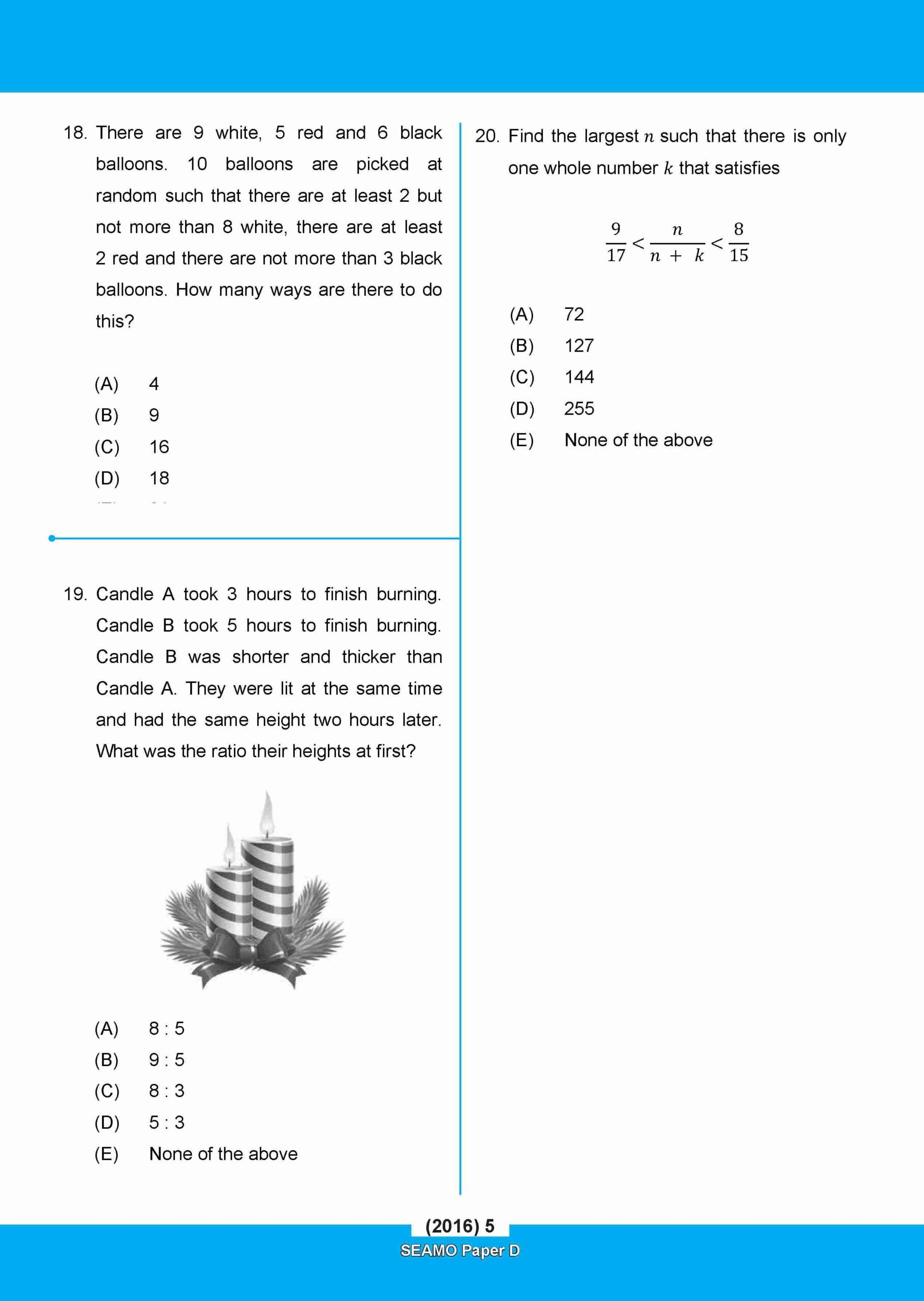 SEAMO Math Olympiad International Competition Preparation Paper D (SEAMO 2016-2025 + SEAMO X 2019-2026) Secondary 1&2