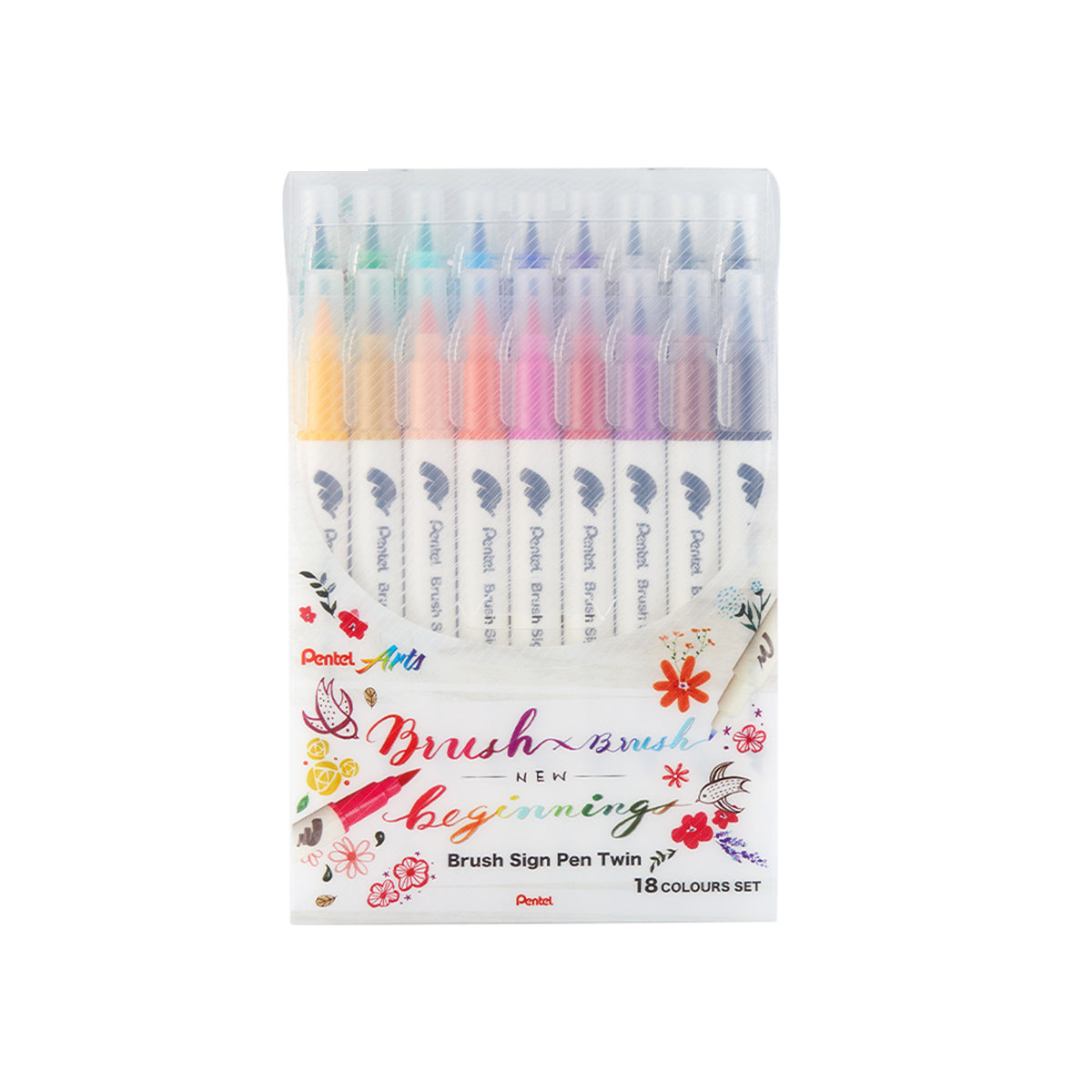 PENTEL Brush Sign Pen Twin 18 Col