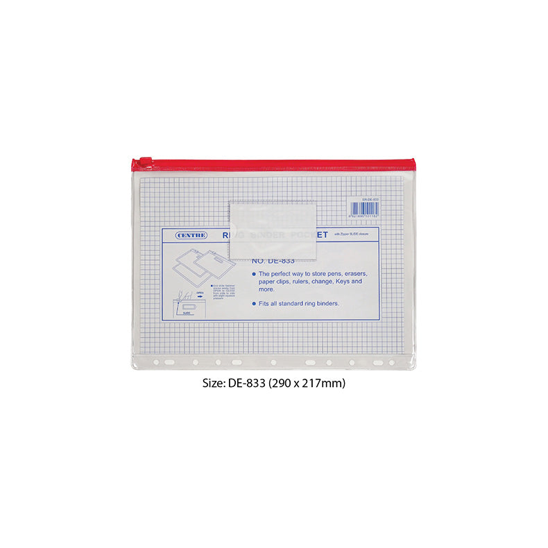 Centre Pvc Ring Binder Pocket A4