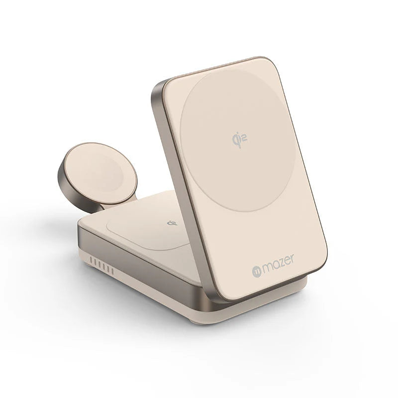 Mazer Qi2 23W Foldable 3in1 Wireless Charger (Desert Titanium)