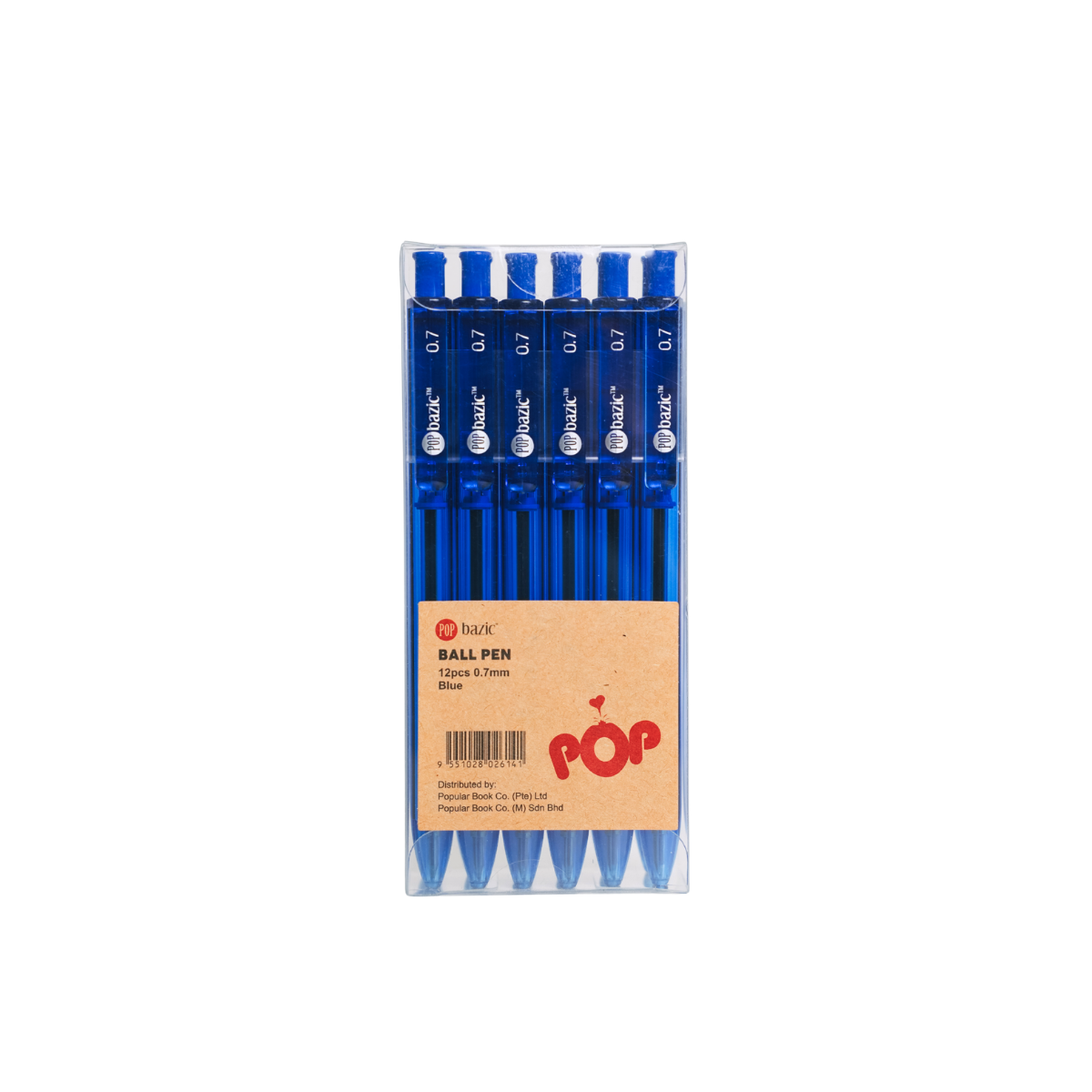 Pop Bazic Ball Pen 0.7mm 12s Blue