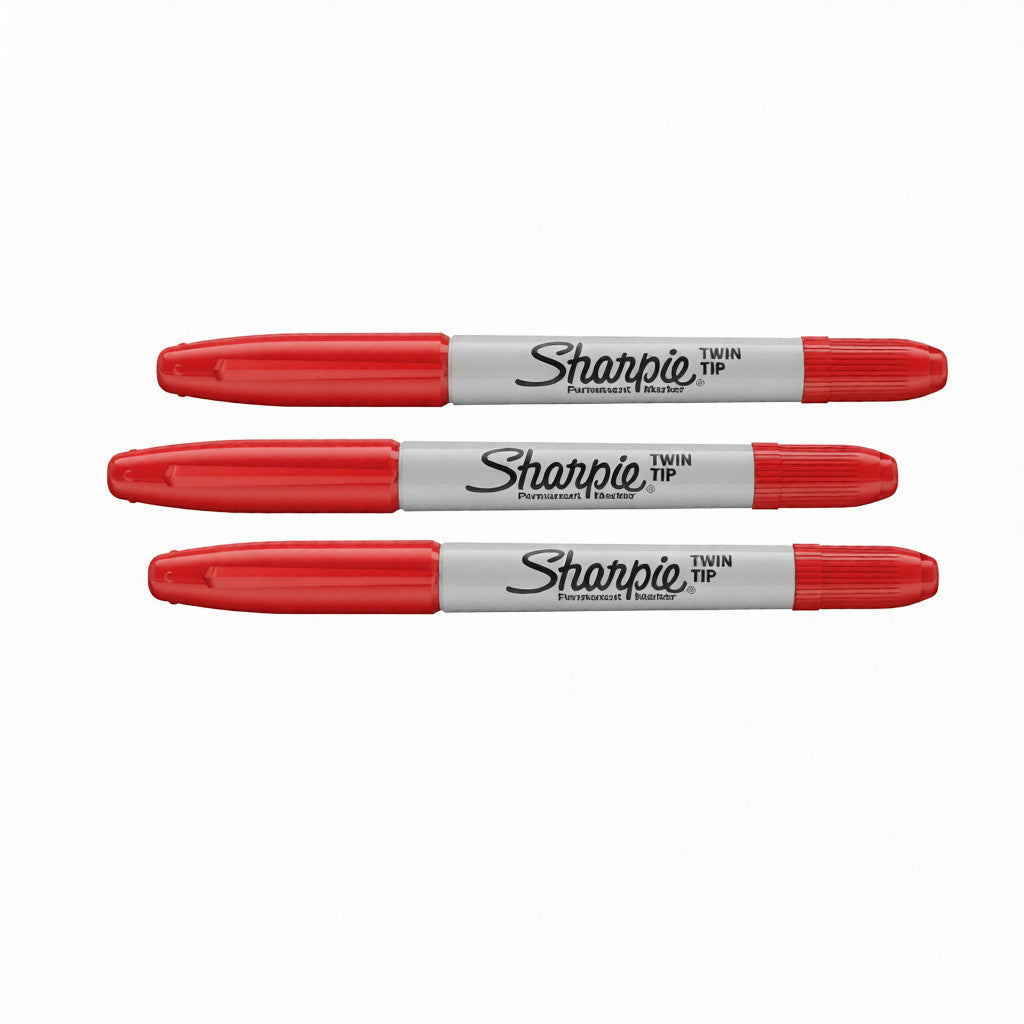 SHARPIE TWIN TIP MARKER PACK 3'S RED