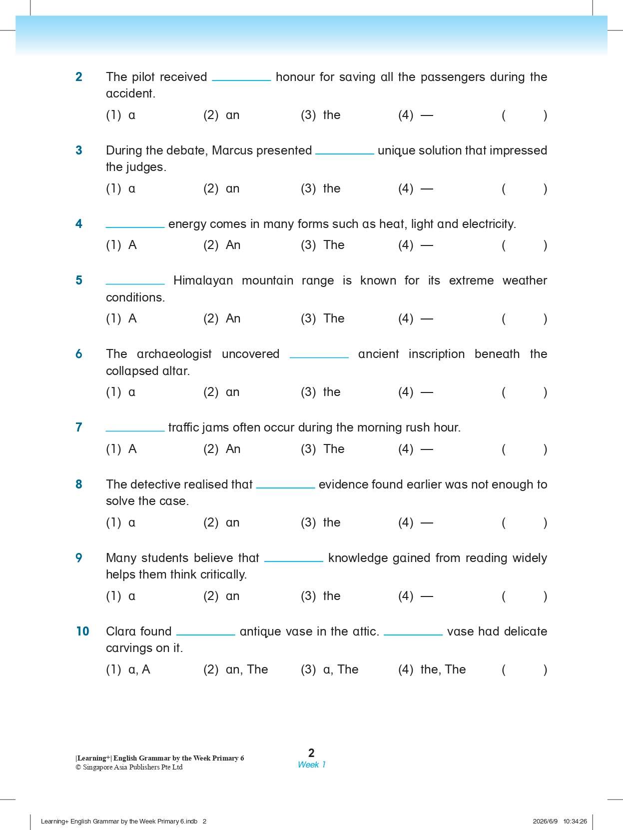 Learning+ English Grammar by the WEEK Workbook 6