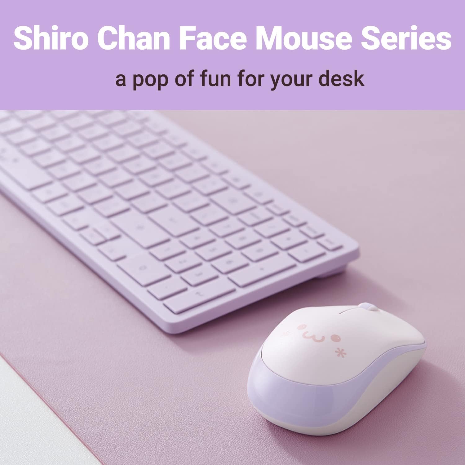 ELECOM Cute Face Mouse, 2.4GHz USB Wireless, Ambidextrous Design, Silent Click, Lightweight, Portable, Girly Pink Purple Computer Mice, Plug and Play, Girls and Kids, for PC, Laptop, Windows and Mac