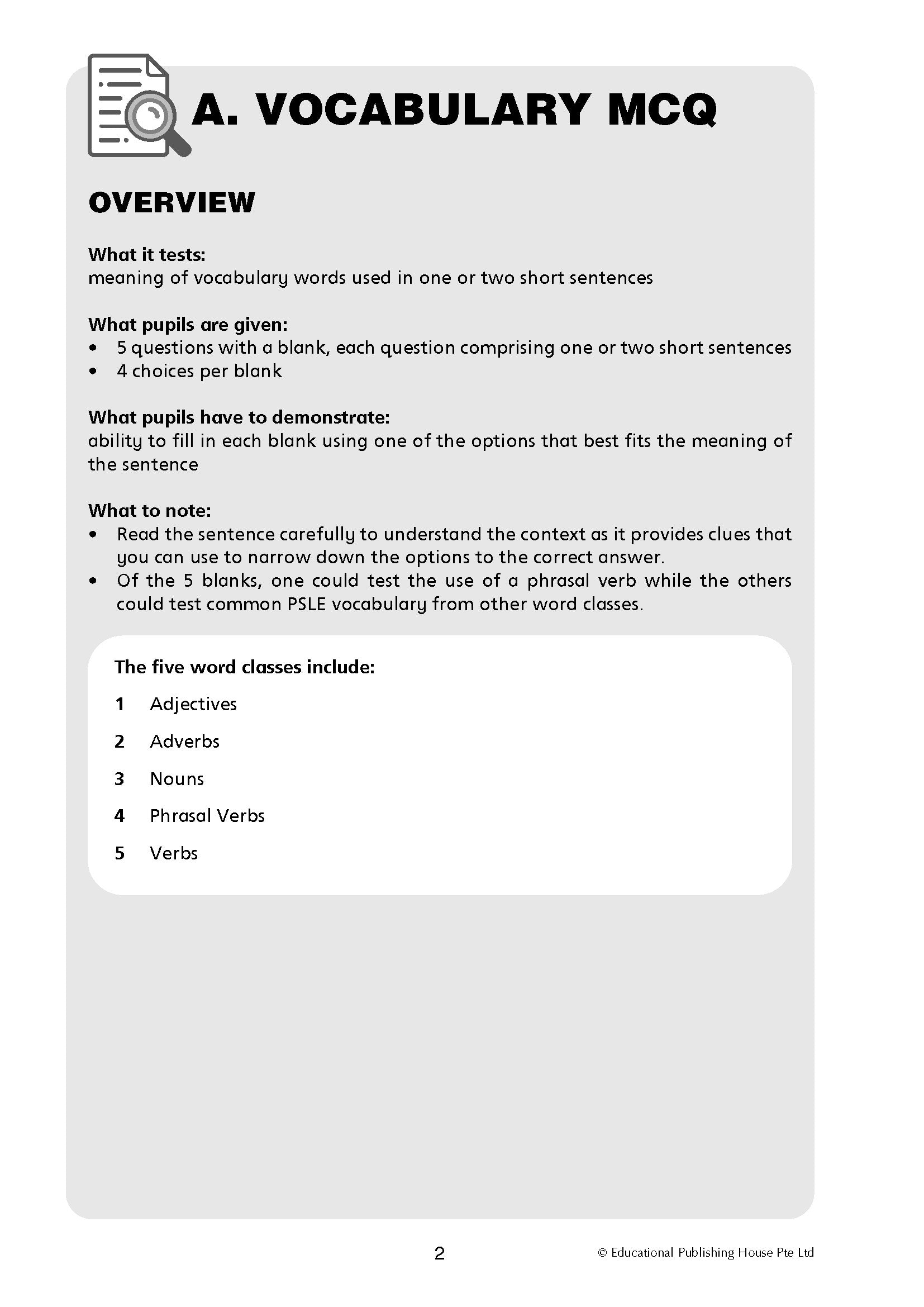 PSLE English Vocabulary Exam Practice