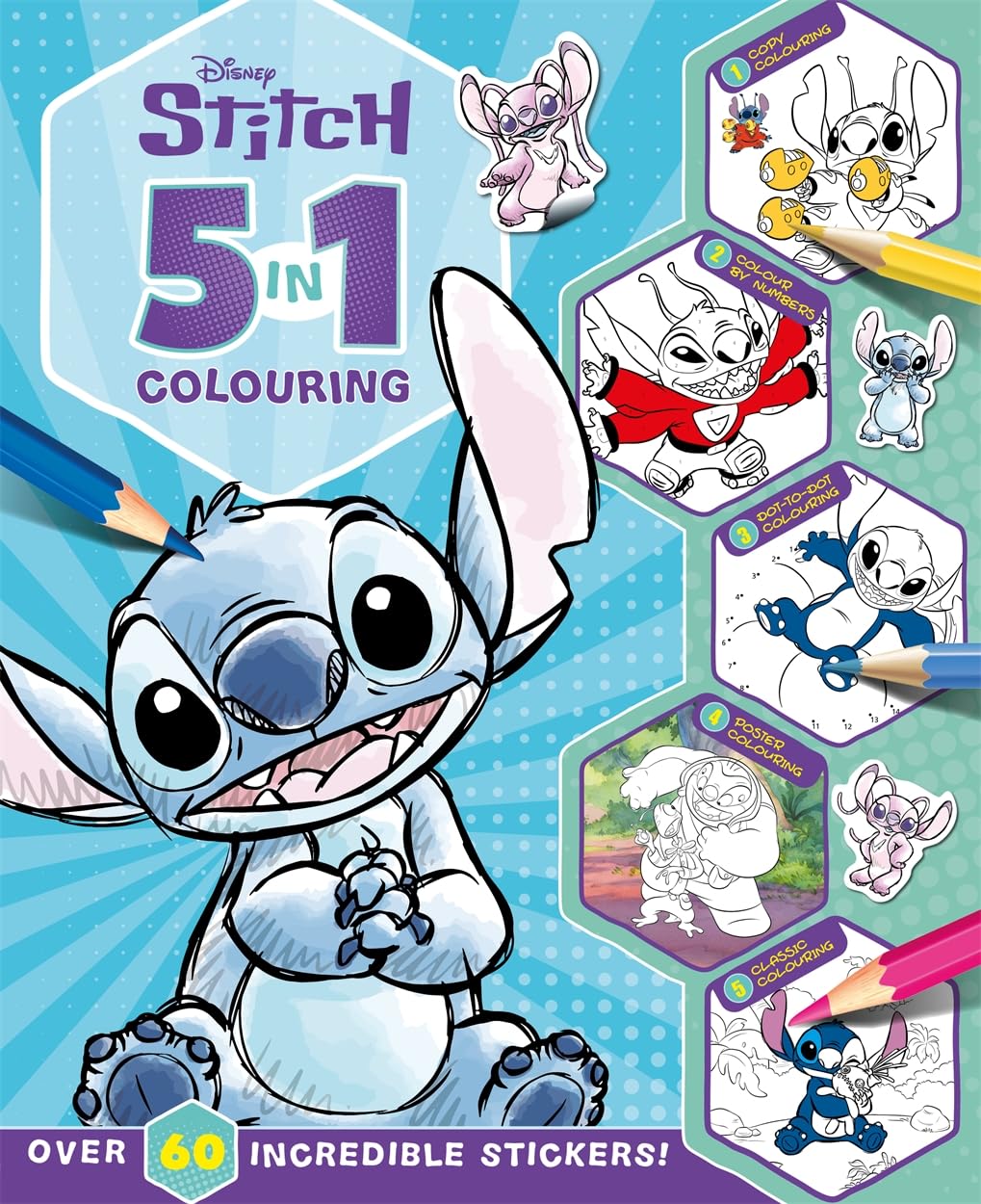 Disney Stitch: 5 in 1 Colouring (Paperback)