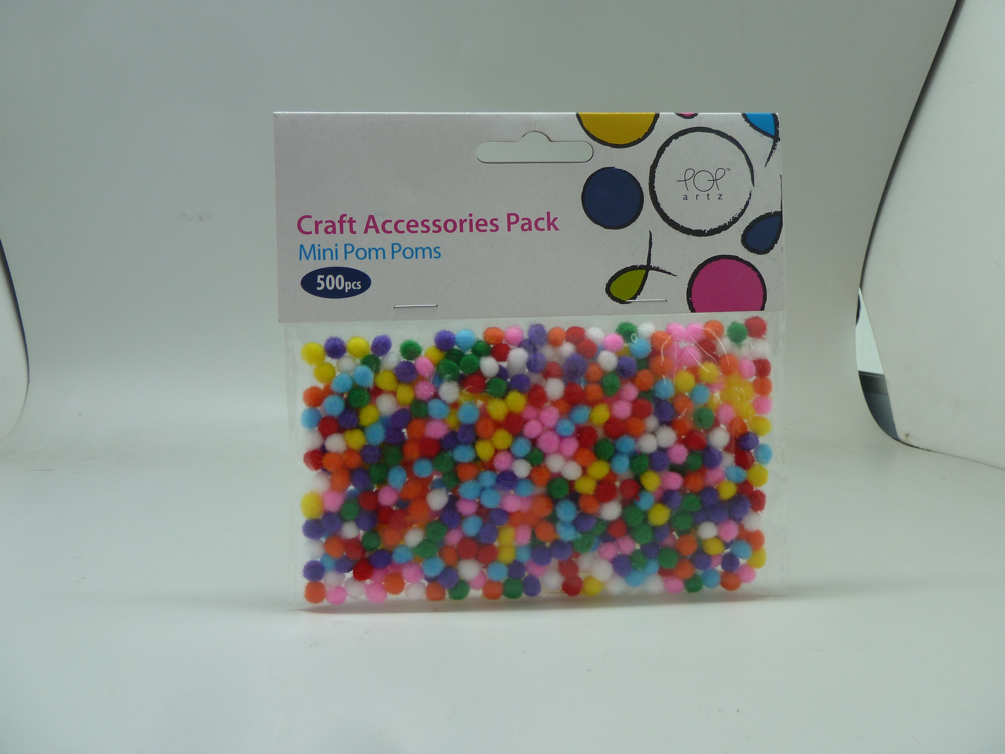 POP Artz Mini Pompom 500s Assorted Colours
