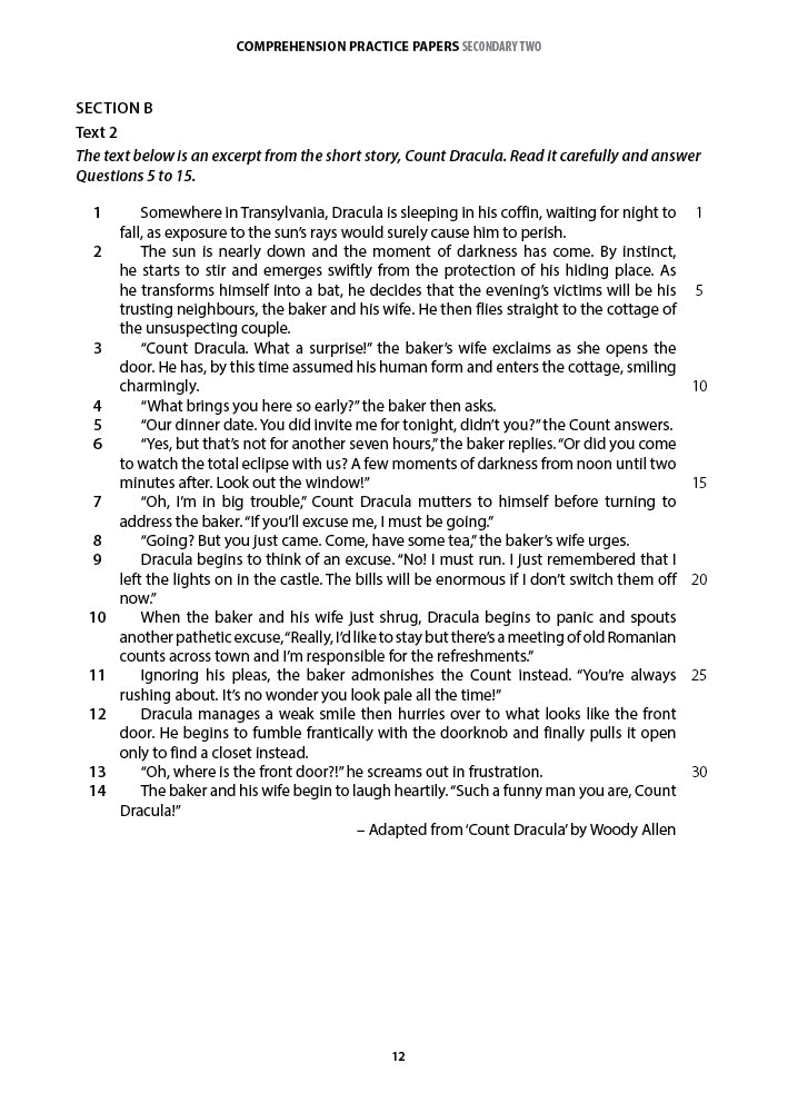 Secondary 2 English Comprehension Practice Papers