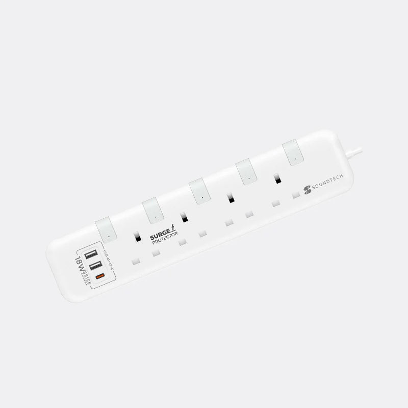 SoundTech 4 Way Extension Socket with USB-A+C 