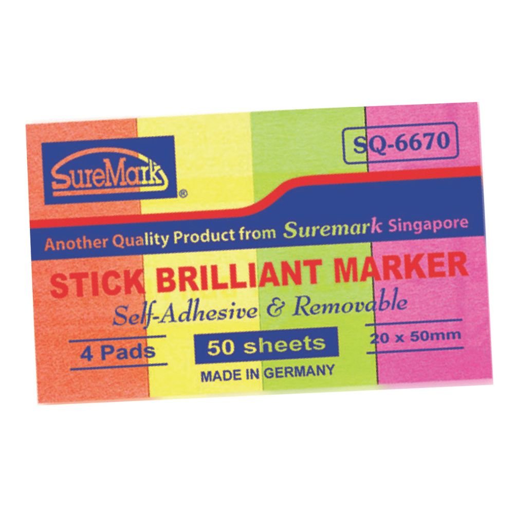 Brilliant Stick Note Pad 20x50mm (10 Pcs Per Pkt)