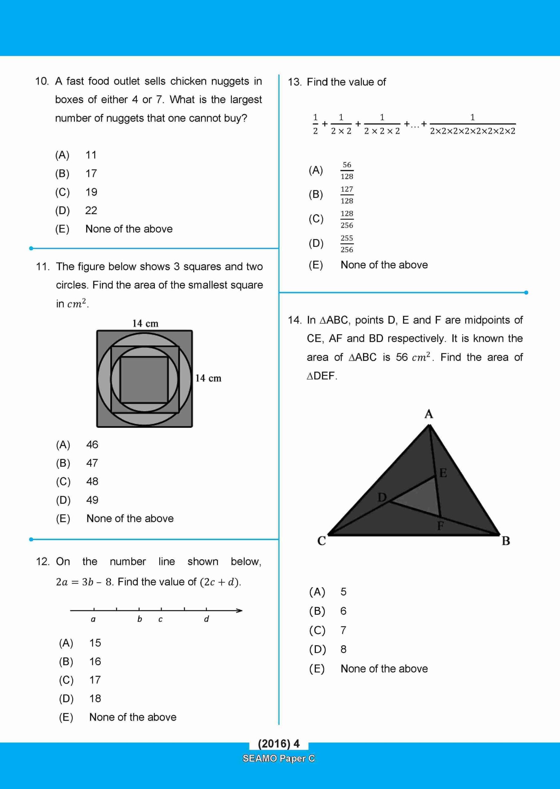 SEAMO Math Olympiad International Competition Preparation Paper C (SEAMO 2016-2025 + SEAMO X 2019-2026) Primary 5&6
