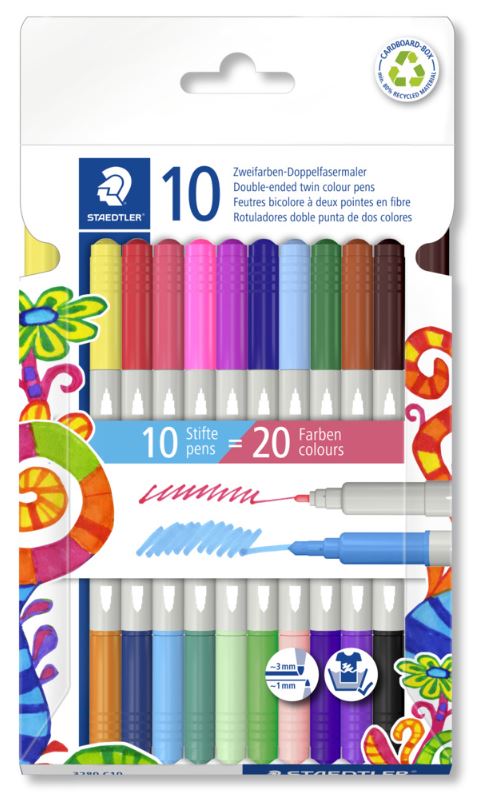 STAEDTLER DOUBLE-ENDED TWIN COLOUR PEN 3280