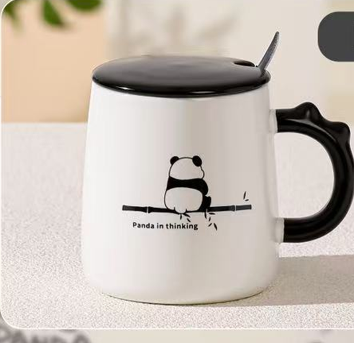  CERAMIC MUG PANDA W LID 6188