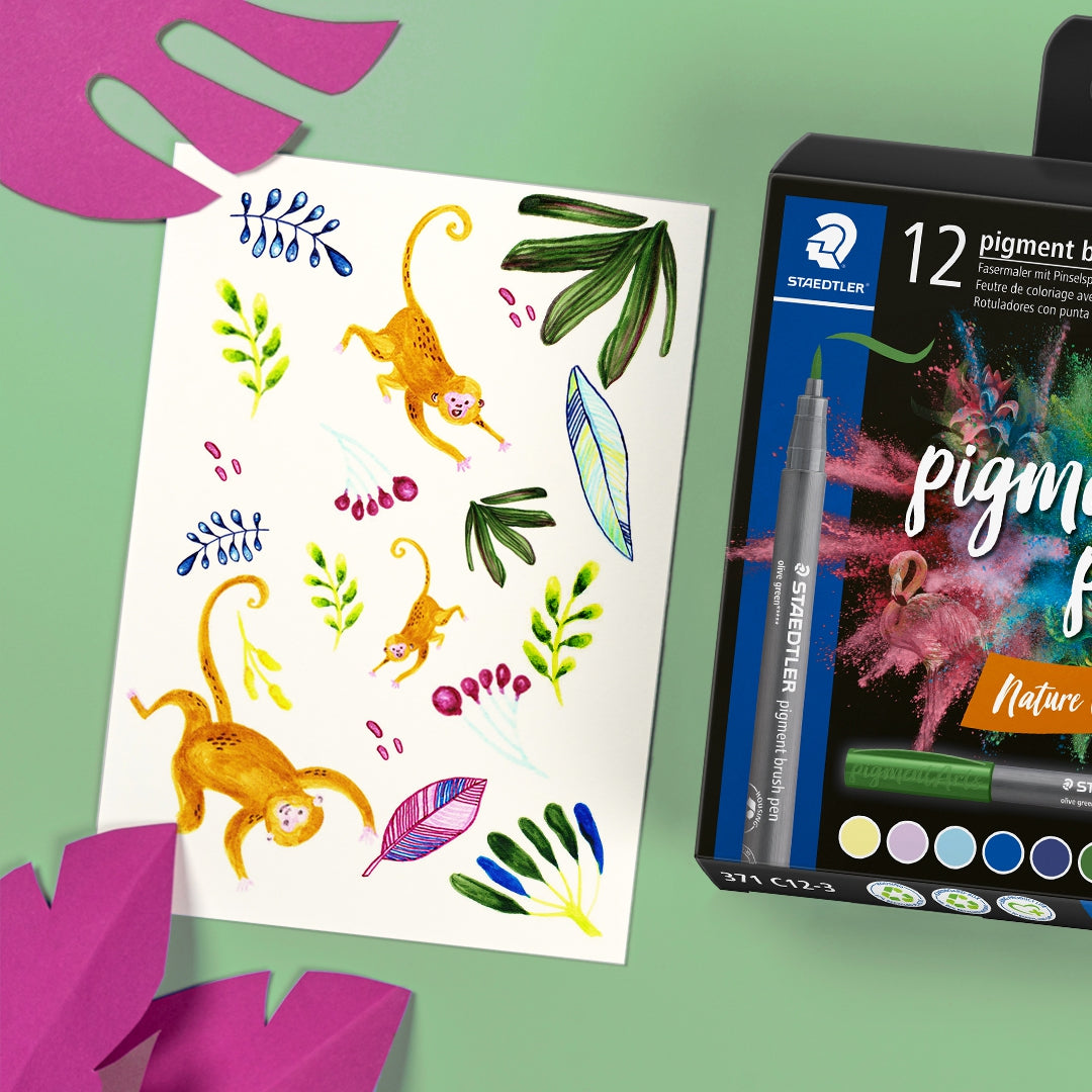 Staedtler Pigment Brush Pen 12's Nature Colour