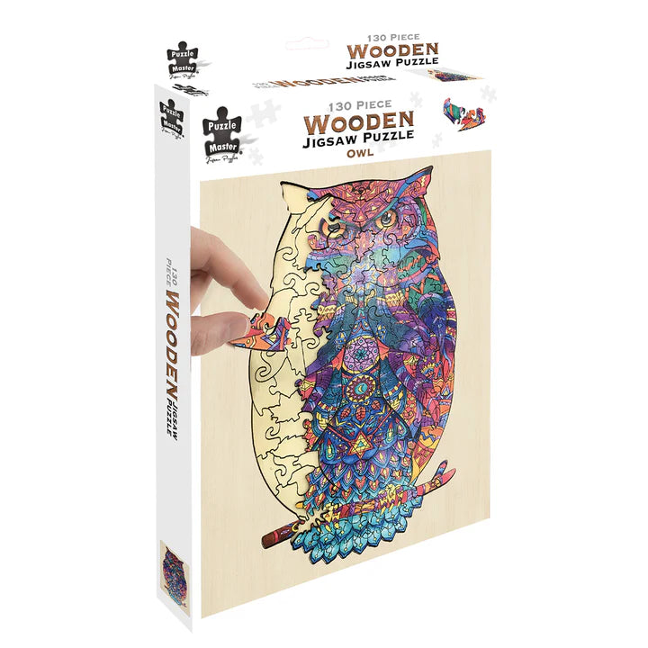 PUZZLE MASTER 130 PIECE WOODEN JIGSAW PUZZLE OWL