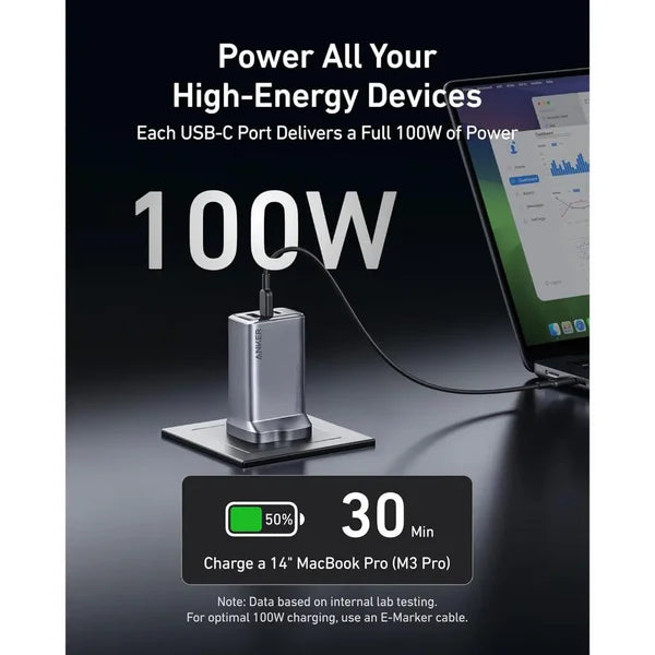 Anker A2688241 Prime Charger 100W USB C Foldable Charger 3-Port GaN