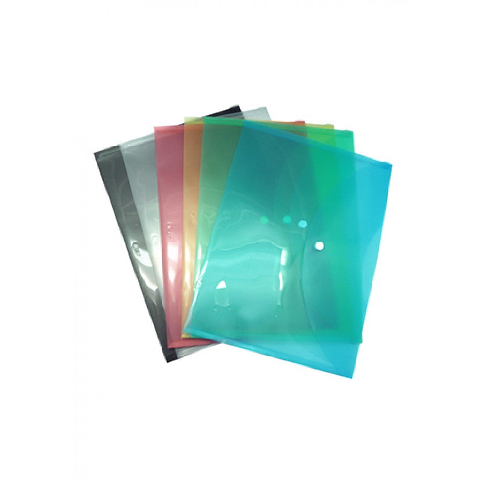 POP BAZIC Button Pocket File 6 pcs Assorted Colour