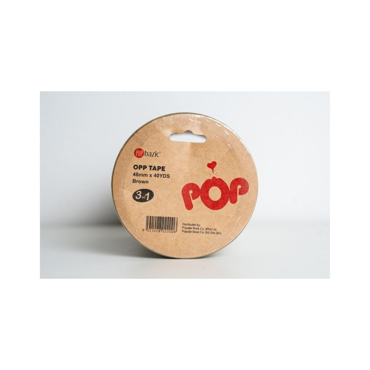 Pop Bazic OPP Tape 48mm x 40 Yards – Brown (Pack of 3)