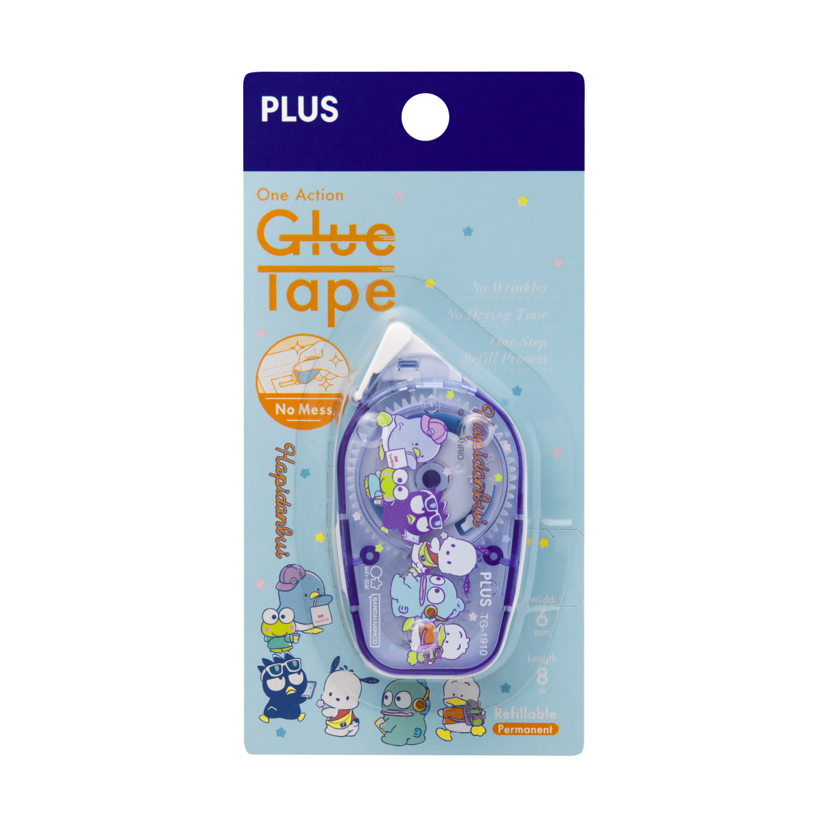 PLUS One Action Glue Tape Hapidanbui Blue
