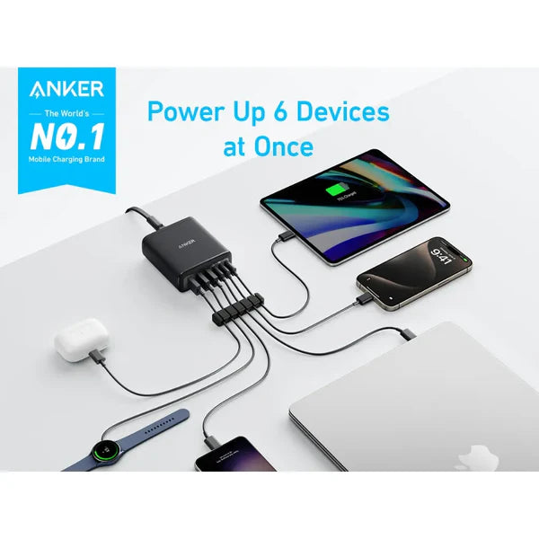 Anker A2154K11 PD112W 6-Port USB C Charger (Black)