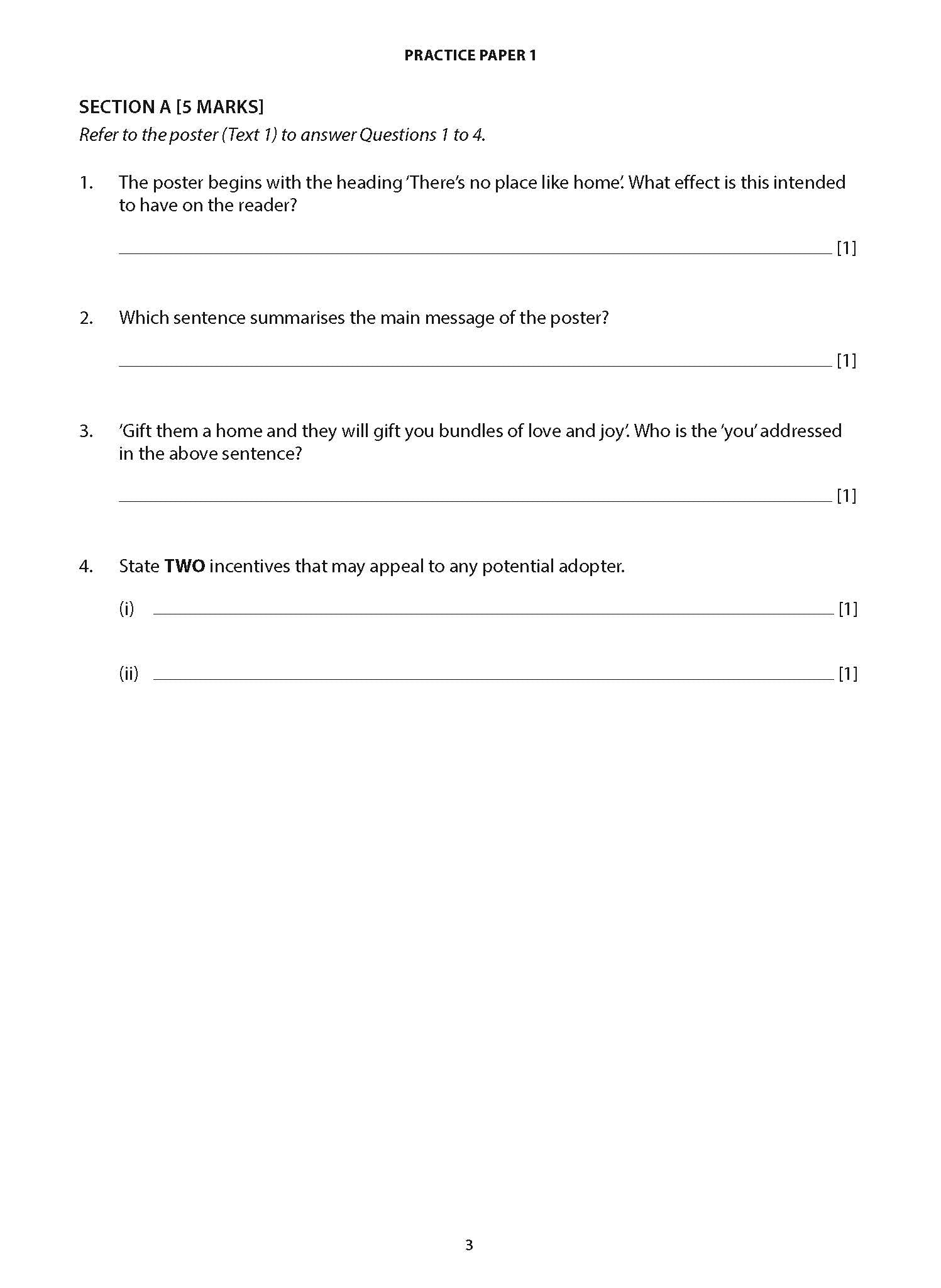Secondary 4 English Comprehension Practice Papers
