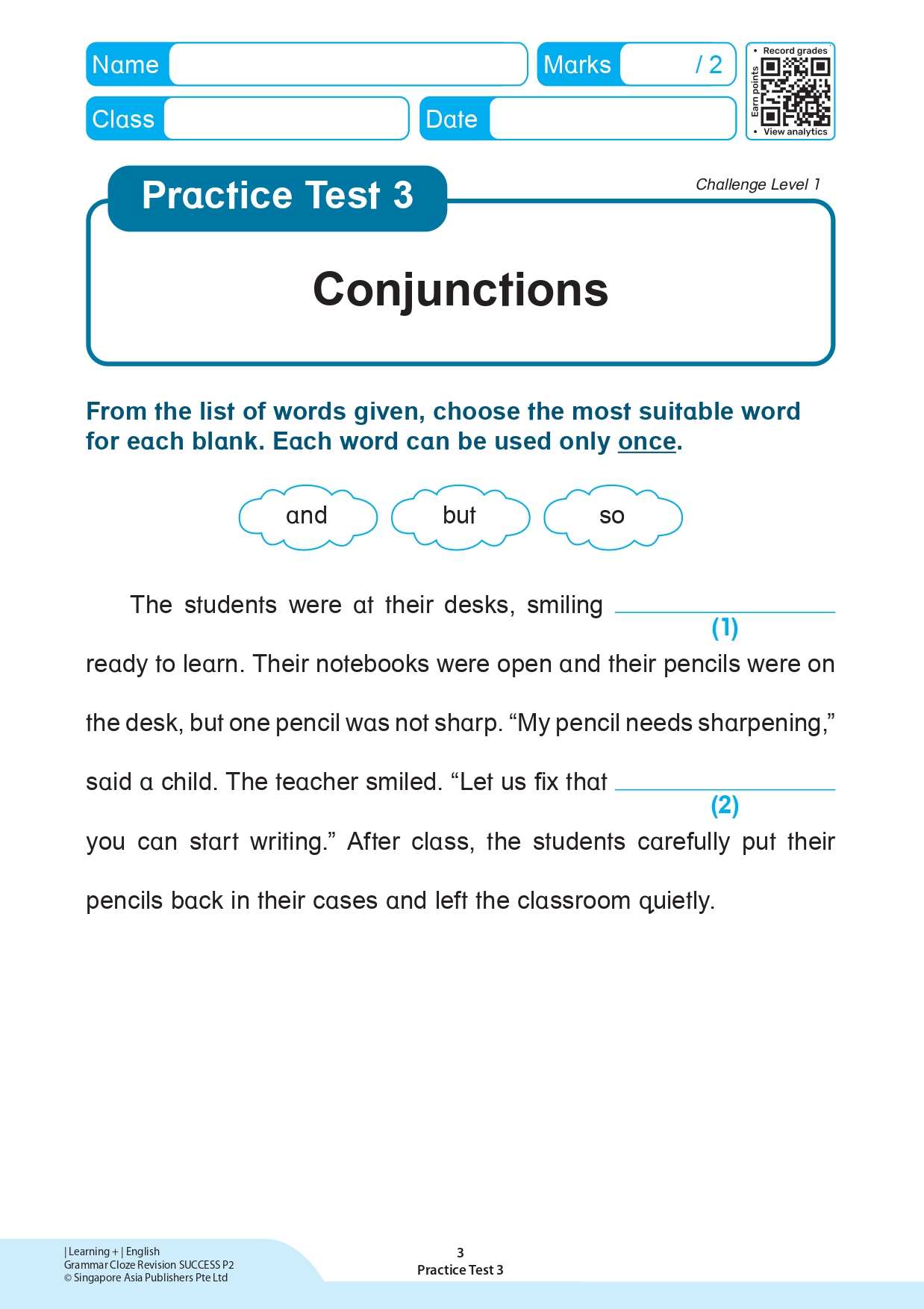 Learning+ English GRAMMAR CLOZE Revision SUCCESS Primary 2