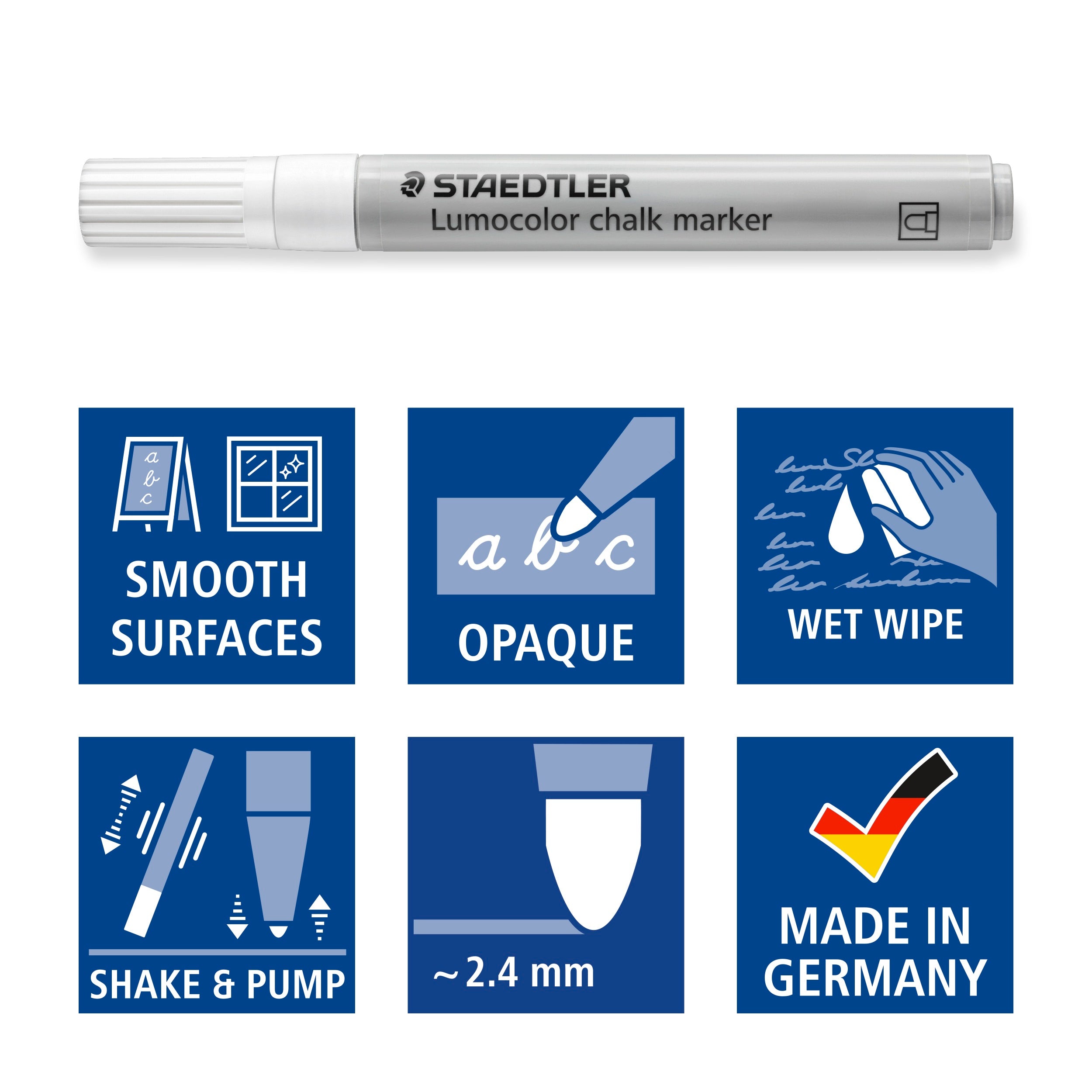 STAEDTLER LUMOCOLOUR CHALK MARKER 344 WHITE