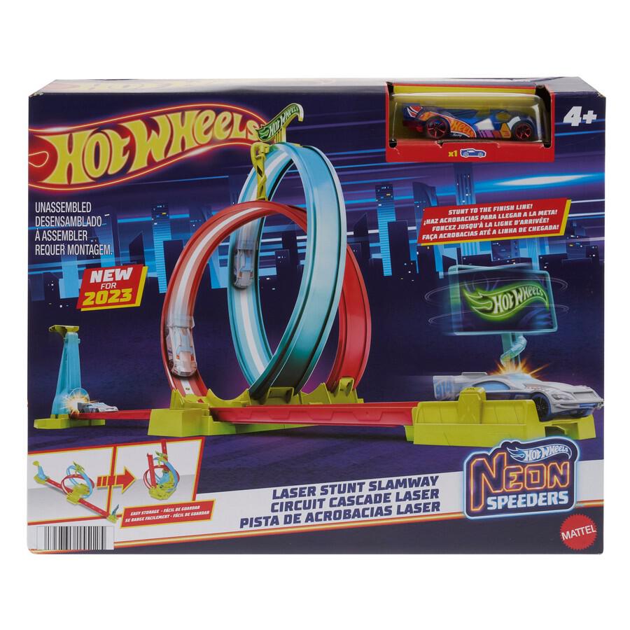 MATTEL HOT WHEELS NEON SPEEDERS LASER STUNT SLAMWAY PLAYSET