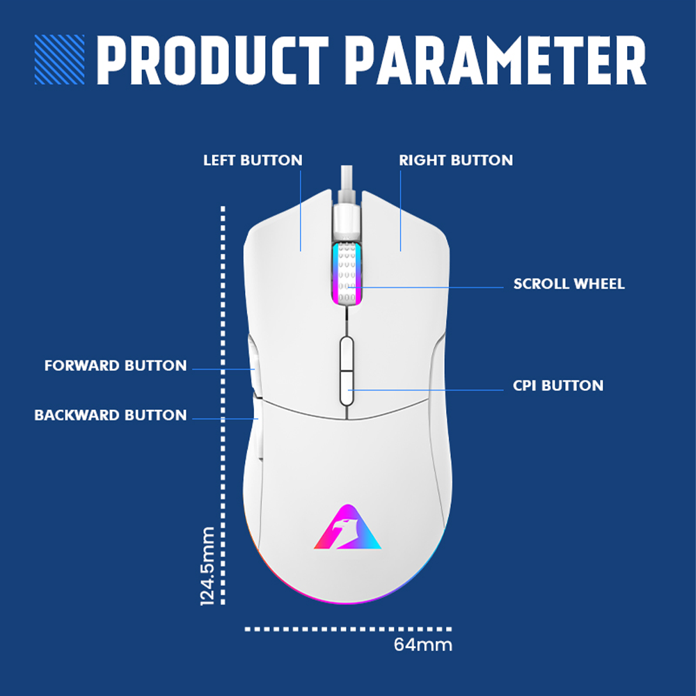 Armaggeddon Falcon V Stealth Gaming Mouse - White