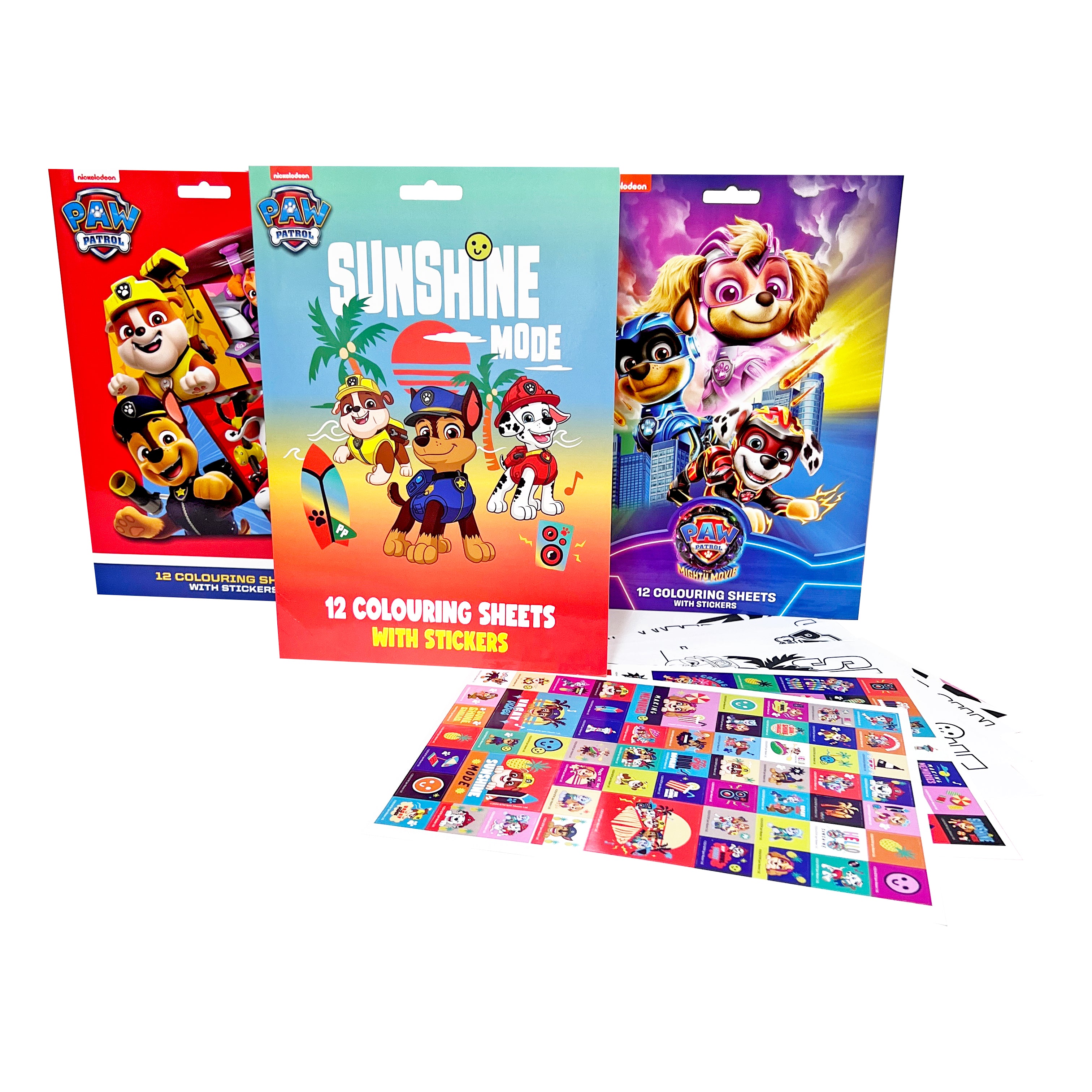 PAW PATROL 12 COLOURING SHEETS WITH STICKERS CORE REFRESH SERIES