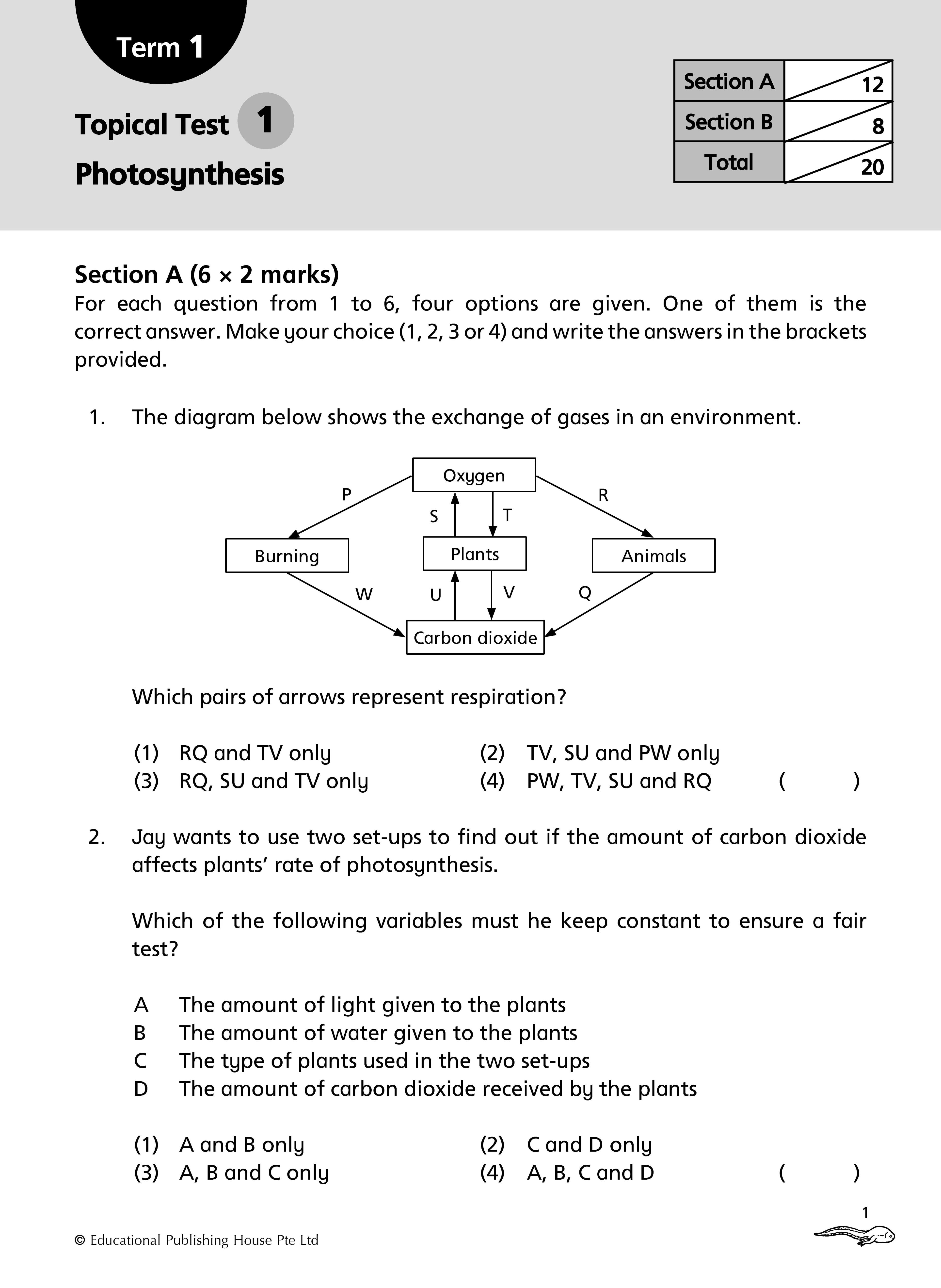 Primary 6 Science Topical Class Tests