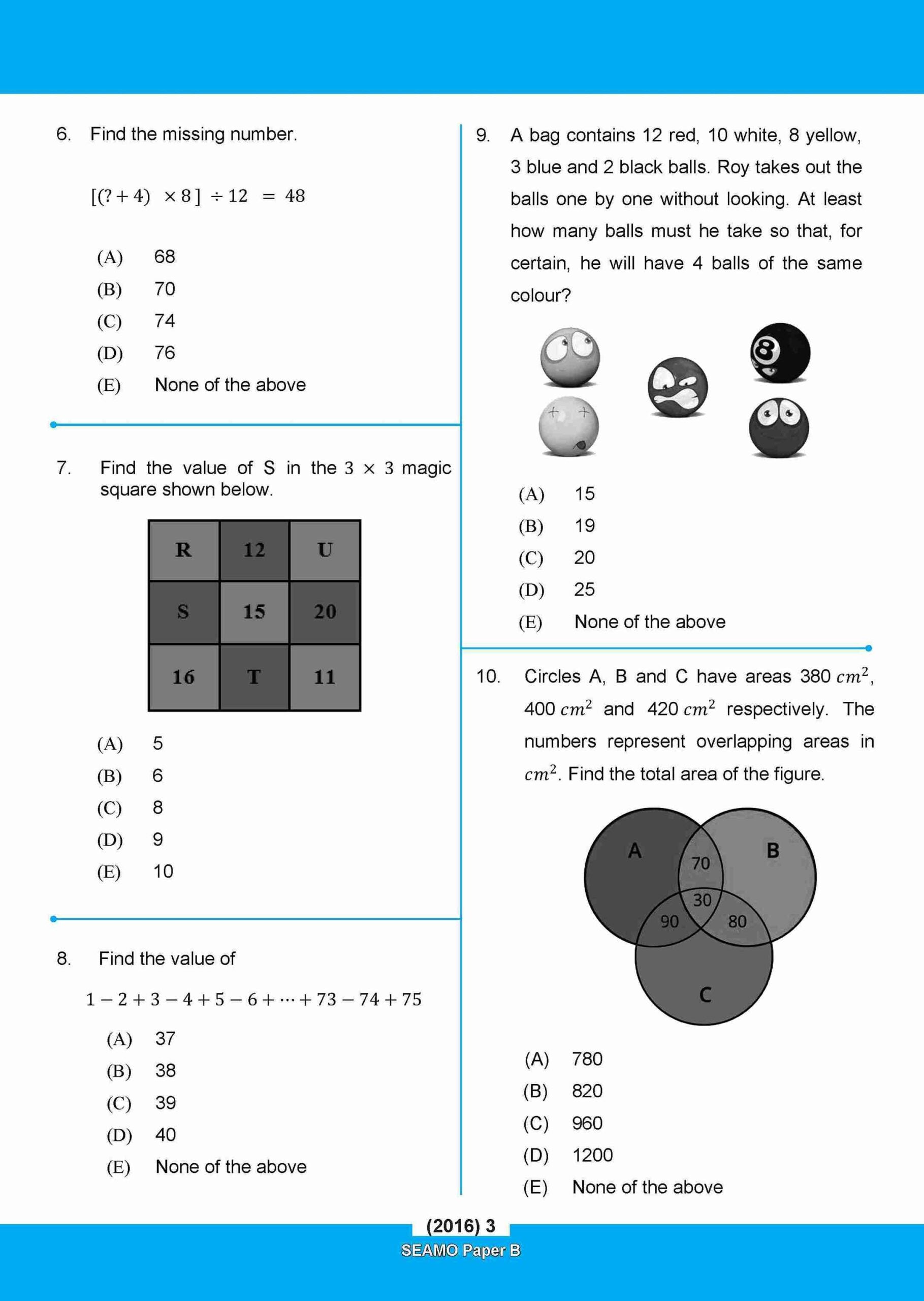 SEAMO Math Olympiad International Competition Preparation Paper B (SEAMO 2016-2025 + SEAMO X 2019-2026) Primary 3&4