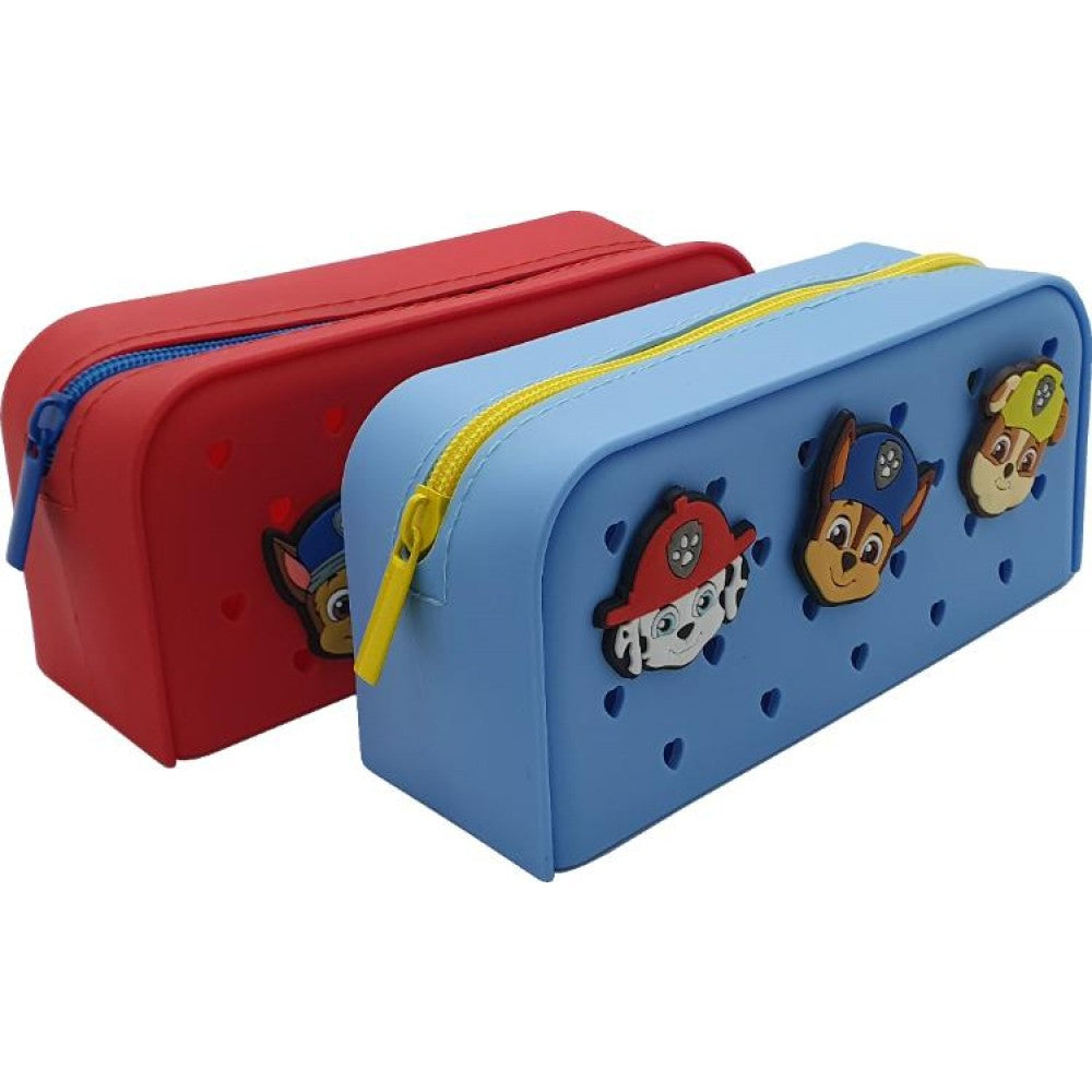 PAW PATROL SILICONE PENCIL BAG WITH CHARMS RED