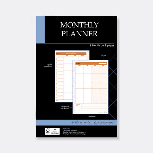 R'fillae A5 Undated Monthly Planner Diary Refill