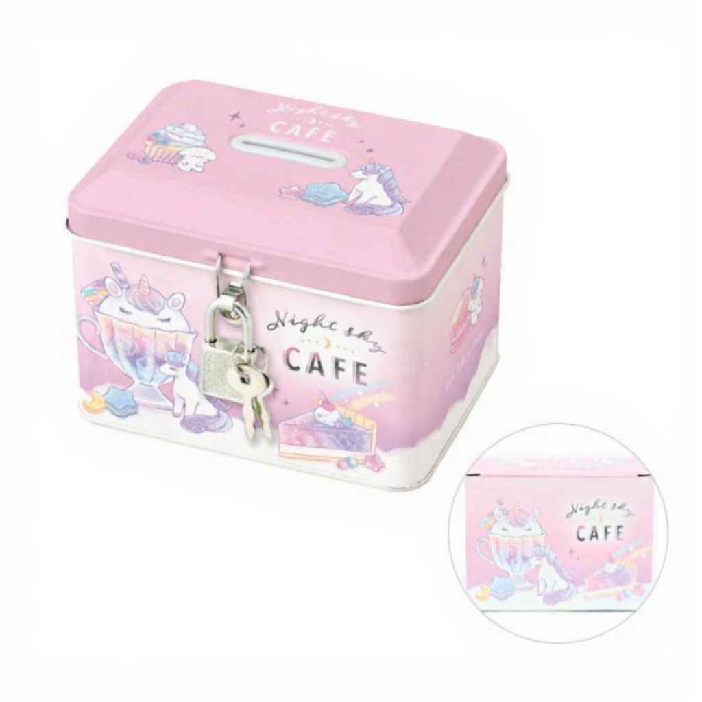 Metal Coin Bank With Lock - Unicorn