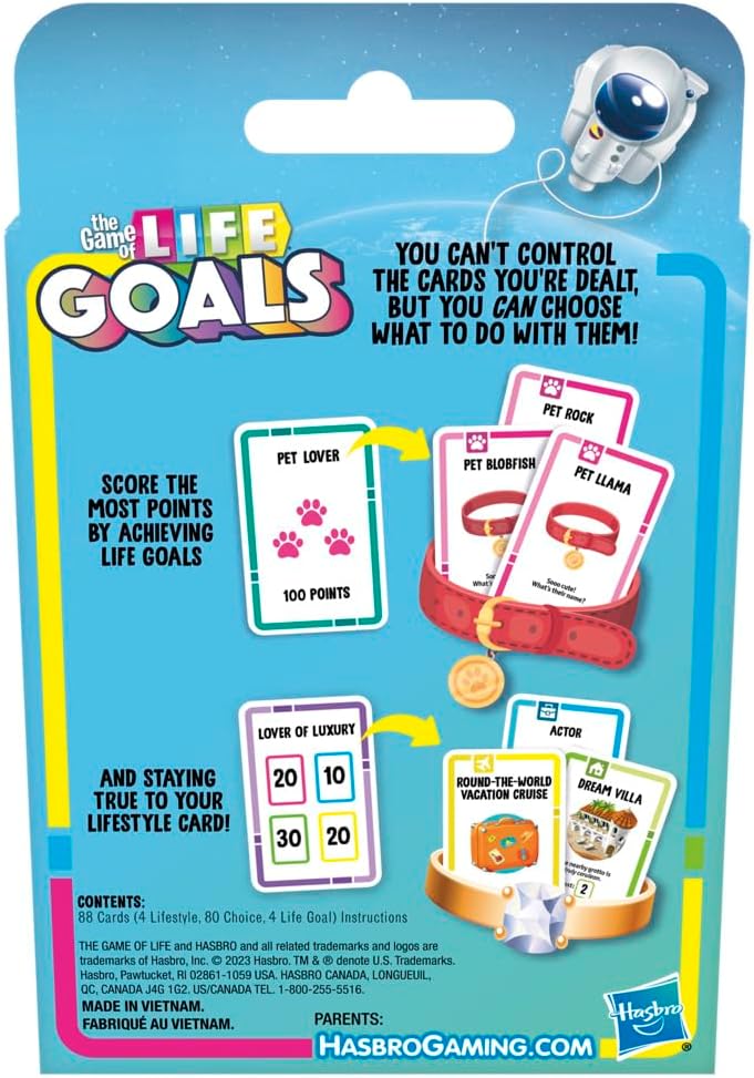 HASBRO GAMING THE GAME OF LIFE GOALS