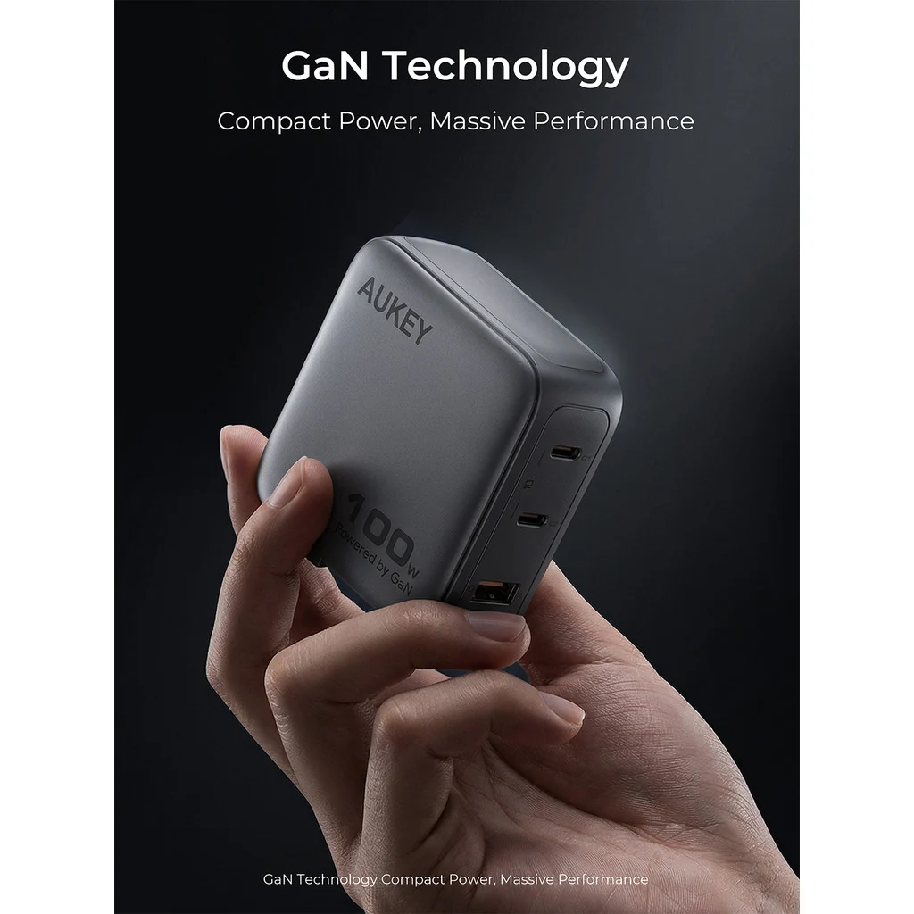 Aukey PA-B9 Nova Pin 100W GaN Wall Charger - Grey