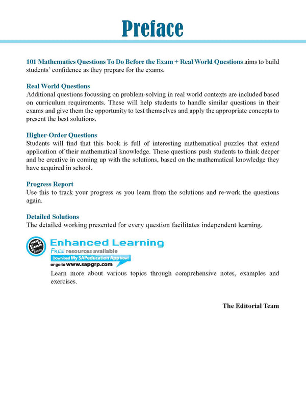 101 Mathematics Questions To Do Before The Exam + Real World Questions Secondary 3