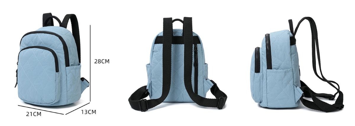 Plain Colour Quilted Nylon Backpack – 4 Assorted Colours