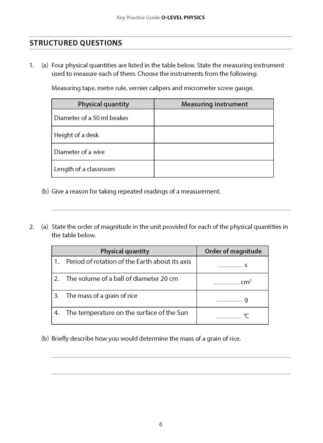 Key Practice Guide: O-Level Physics With Answer Key