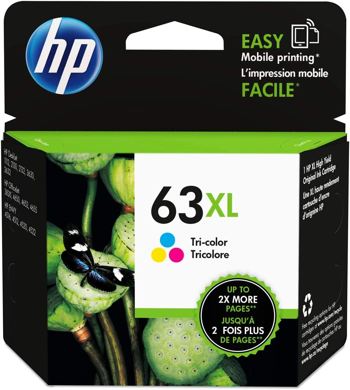 HP 63XL Tri-Color Original High Yield Ink Cartridge 