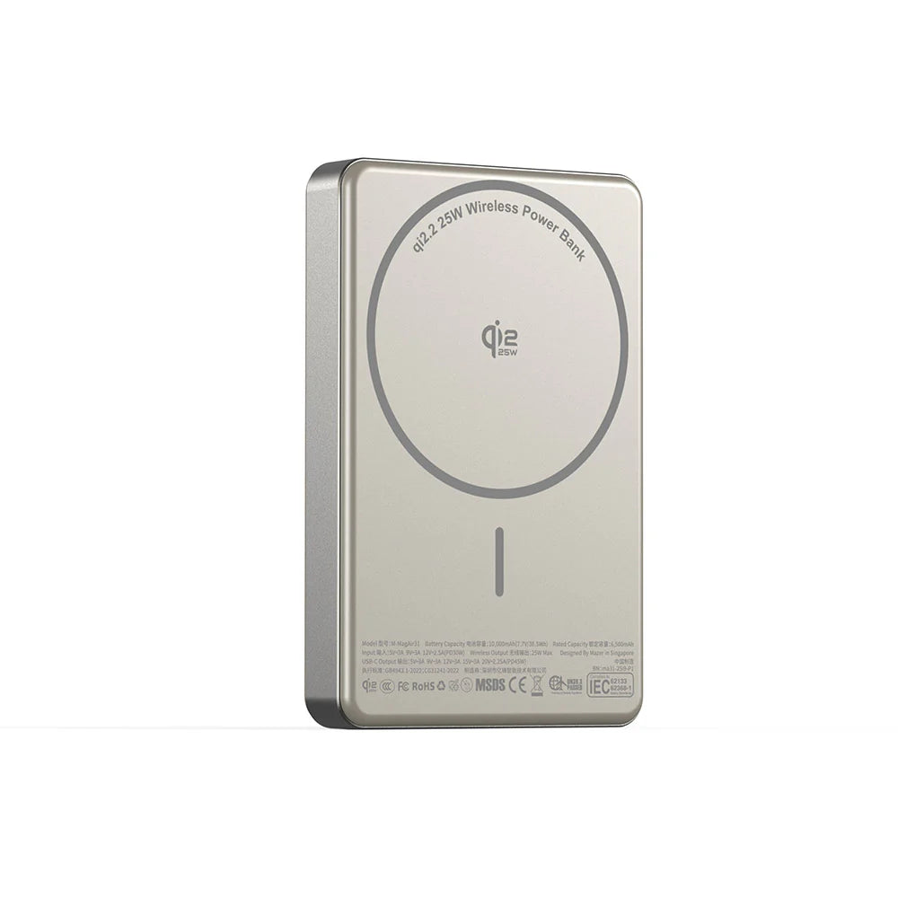 Mazer M-MagAir31-NT qi2-25W 10kmAh PD45W Power Bank (Natural Titanium)