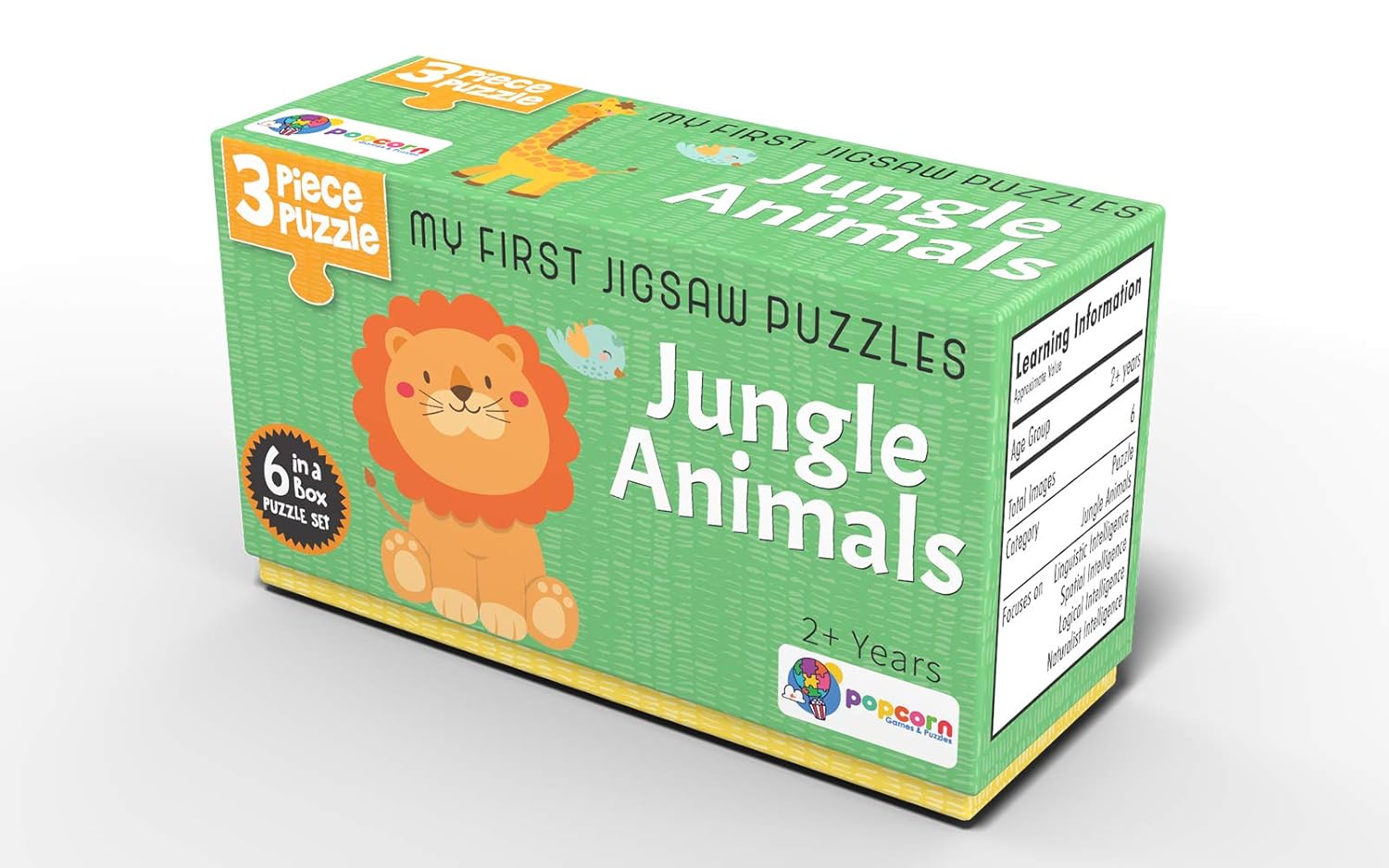 POPCORN GAMES AND PUZZLES 3 PIECE PUZZLES JUNGLE ANIMALS