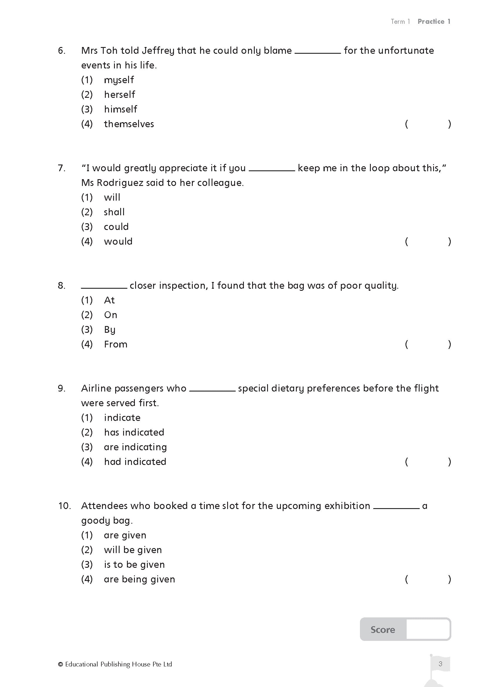 PSLE English Top The Class Term/Sem Papers QR 