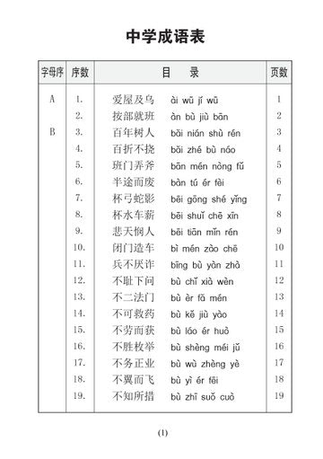 Secondary 250 Chinese Idioms 成语250条