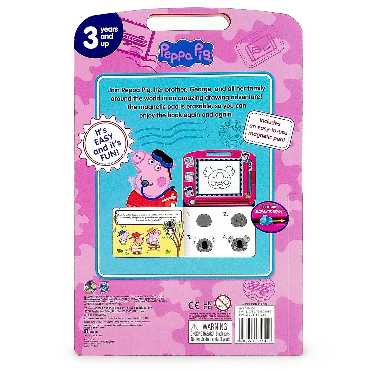 Peppa Pig Peppa's Adventures Read & Doodle - Learning resources For Kids, A Magnetic Drawing Pad, An Easy-To-Use Pen, 22-Page Board Book For Reading And Drawing (Novelty Book – Picture Book)