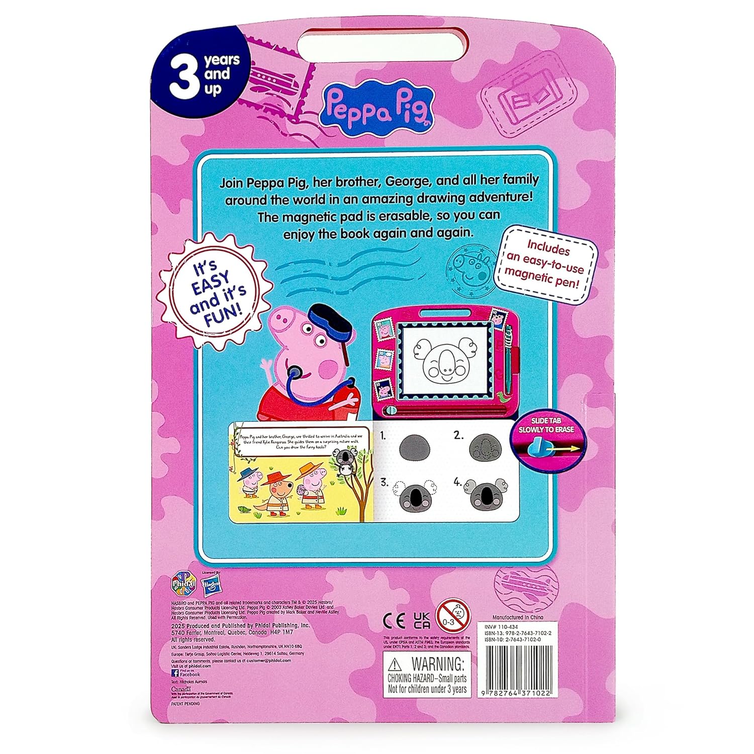 Peppa Pig Peppa's Adventures Read & Doodle - Learning resources For Kids, A Magnetic Drawing Pad, An Easy-To-Use Pen, 22-Page Board Book For Reading And Drawing (Novelty Book – Picture Book)